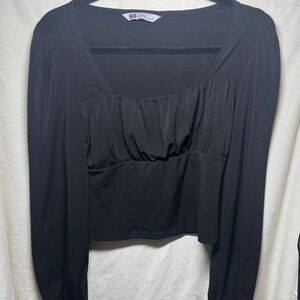 Elegant Black Long Sleeve Blouse